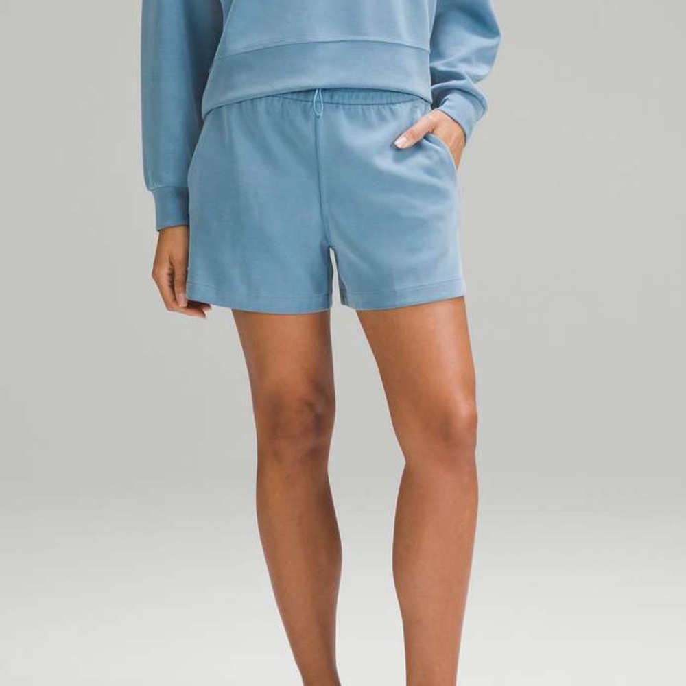 lululemon utility blue softsreme high rise 4” short